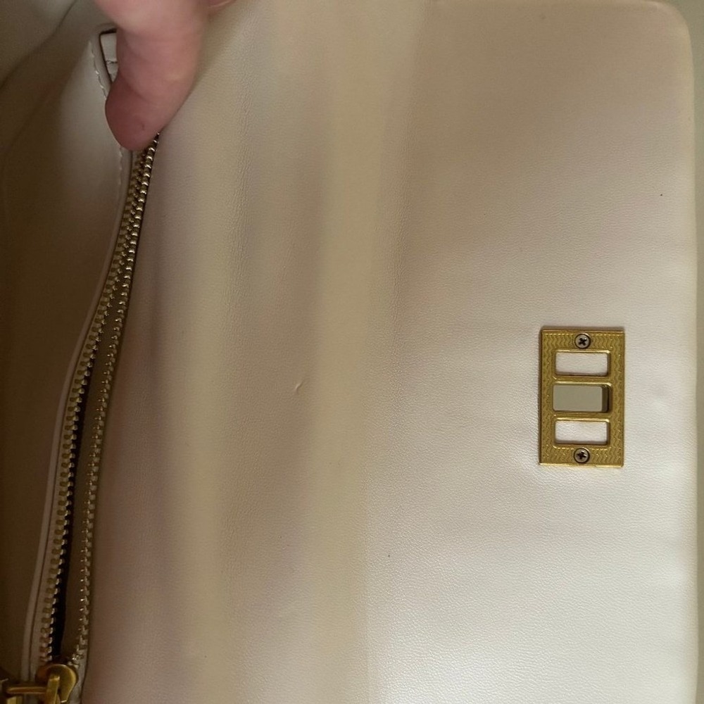 L.T.L‎ London Quilted Crossbody Bag Cream Gold Chain Shoulder Bag - Picture 7 of 12